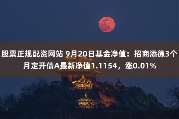 股票正规配资网站 9月20日基金净值：招商添德3个月定开债A最新净值1.1154，涨0.01%