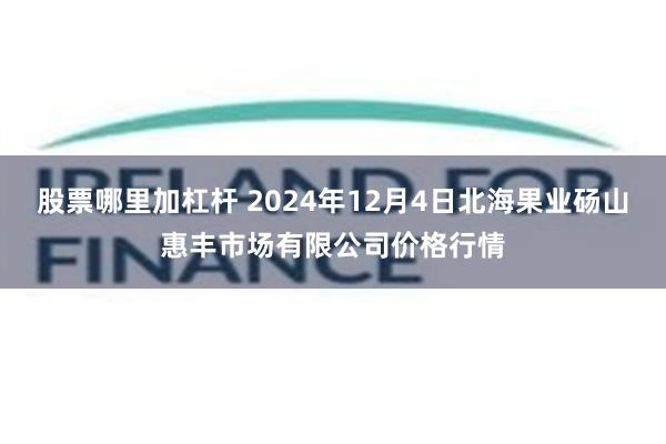 股票哪里加杠杆 2024年12月4日北海果业砀山惠丰市场有限公司价格行情