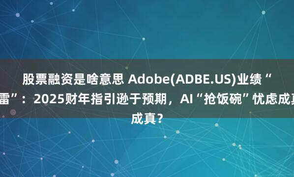 股票融资是啥意思 Adobe(ADBE.US)业绩“爆雷”：2025财年指引逊于预期，AI“抢饭碗”忧虑成真？