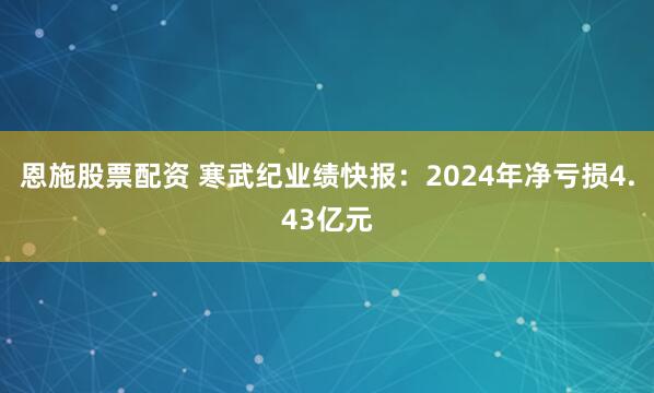 恩施股票配资 寒武纪业绩快报：2024年净亏损4.43亿元